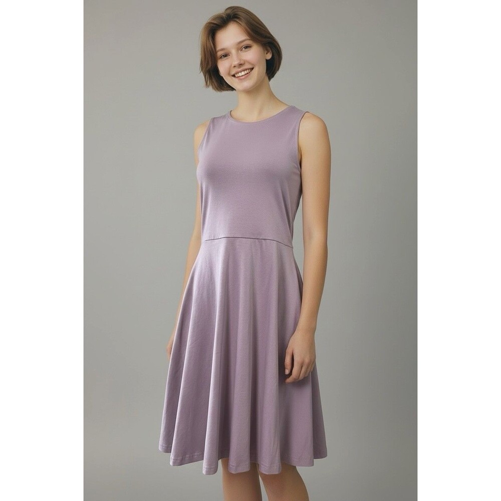 Pact NWT organic cotton fit & flare sleeveless stretch lavender dress Small